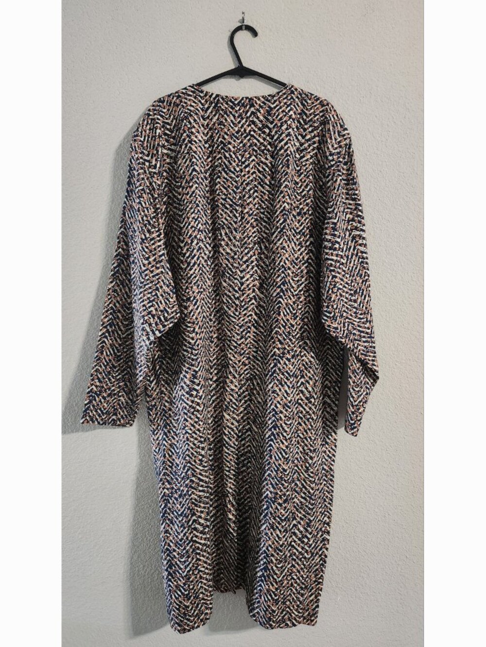 St. Gillian Kay Unger Herringbone Print Midi Dress Women’s Silk L/S size 14 - Picture 6 of 6